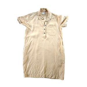 Vikolino 100% Beige Linen Dress Minimalist European Wash Lagenlook M/L Buttons